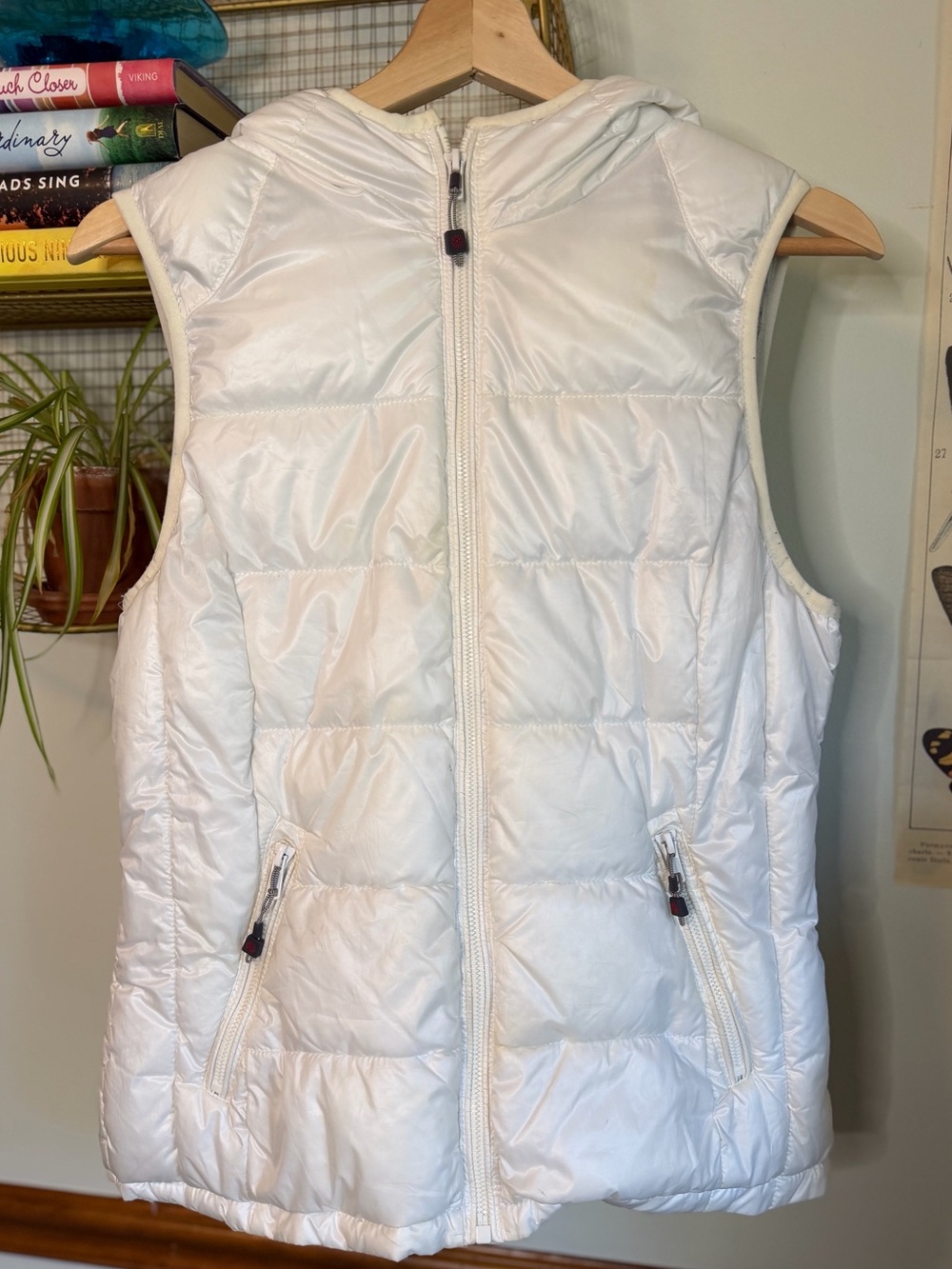 White Hooded Puffer Vest size medium